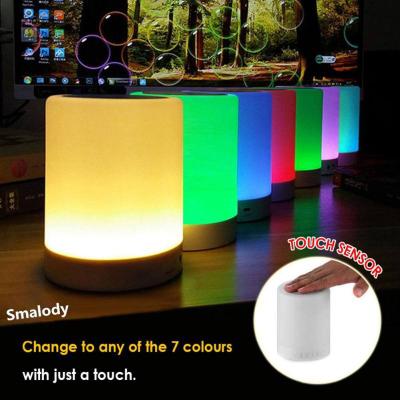 China Colorful Mini Portable Touch Wireless BT AUX Speaker Player LED Night Light Bedside Table Lamp Support TF Card. with the MIC for sale