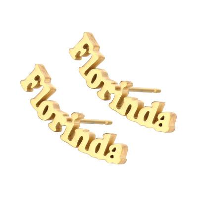 China TRENDY personalized name initial stud earring stainless steel gold mail earrings for women custom name earrings for sale