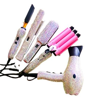 China Hotel Hair Luxury Bling Crystal Curling and Automatic Curlers and Flat Iron Hair Curlers Set for sale