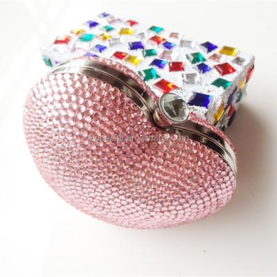 China Wholesale Crystal Bling Bling Heart Shaped Shoulder Bag Ladies Evening Clutch Bag for sale