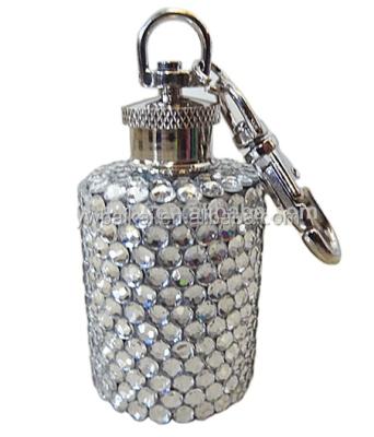 China Mini Stainless Steel Metal Cylinder Flask Custom Stainless Steel Hip Bling Bling Crystal Flask for sale