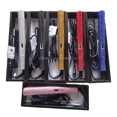 China Hotel Straight Hair Professional Private Label Hair Straightener Customized Logo Crystal Bling Flat Iron for sale