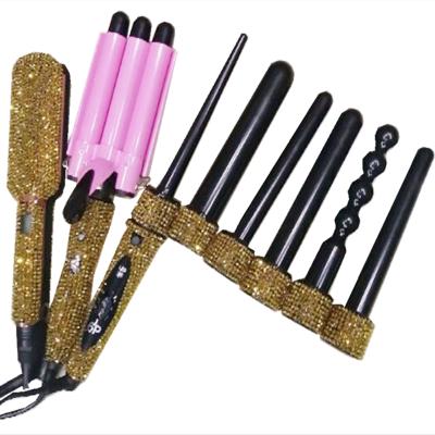 China Custom Bling Hot Curling Iron Professional Electric LCD Hair Curlers Hair Tool Kit Hair Comb and High Heat Hair Curling Iron for sale