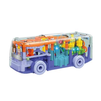 China Kids Electric 360 Degrees Turn Acousto-optic Transparent Walking Bus Car Toy Speed ​​Light HC554224 65x38x79cm for sale