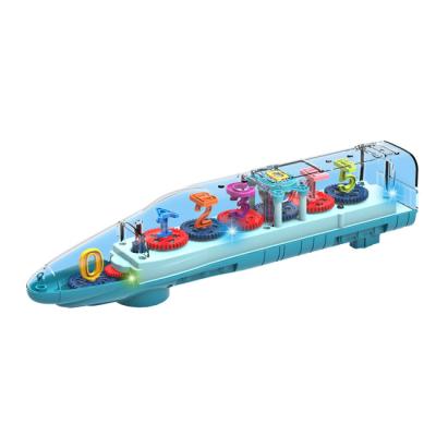 China 360 Degree Rotate Universal Transparent Train Toys Electric Colorful Flash Toy HC554221 92x33x69cm for sale