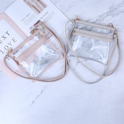 China New Hot Sale Waterproof Custom Fashion High Quality Square Logo Transparent Cross - Body PVC Shoulder Bag for sale