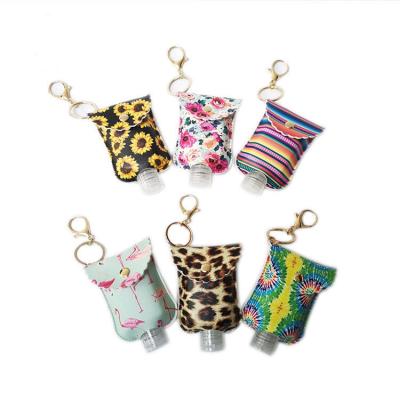 China Convenient and fast hot style customized mini material PU printing pattern hand sanitizer bottle cover for wholesale for sale