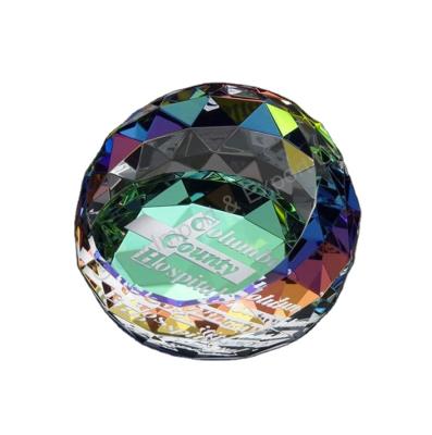 China Europe Colorful Round Faceted Crystal Ball Paperweight for sale