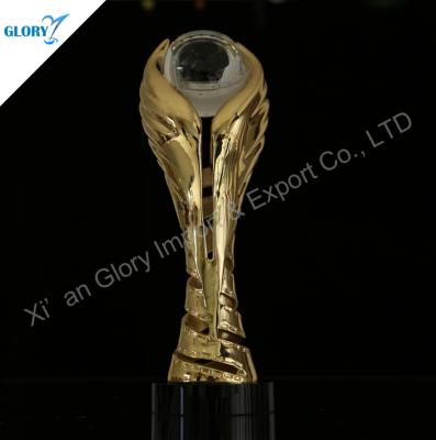 China Europe Metal Trophy Crystal Glass Ball Award For Competition Winner for sale