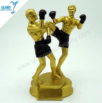 China Resin Double Europe Pugilism Golden Boxing For Sport Trophy Champion for sale