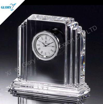 China Best Quality Popular Bomboniere Crystal Glass Desk Clock from Europe for sale