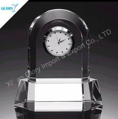 China reward & Best of Souvenir Engraved Mechanical Antique Crystal Table Clock for sale