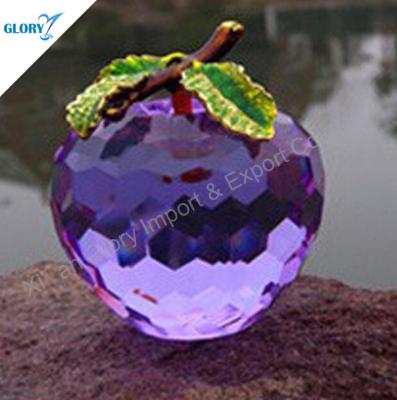 China Purple Europe K9 Crystal Glass Apple Figurine for sale