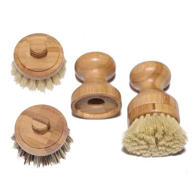 China Household Bamboo Brushes Sustainable Biodegradable Material Coconut Sidal Stiffen Handle Cleaning Bamboo Wood Scrubber Scrub Brush for sale