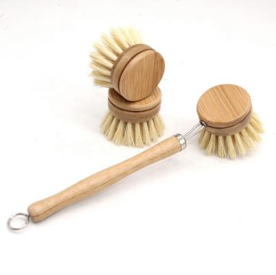 China Sustainable Organic Biodegradable Natural Material Kitchen Cleaning Sweeps Eco Friendly Coconut Sisal Fiber Bristle Kitchen Brush for sale