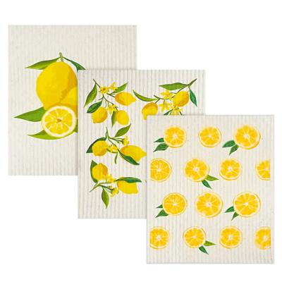 China Sustainable Custom Printed Printing 12 10 8 5 6 Pcs Pack No Smell Absorbent Kitchen Swedish Cellulose Dishcloths Cleaning Towel for sale