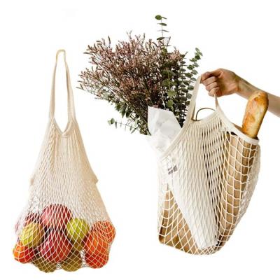 China Zero Waste Organic Cotton Folding Mesh Bag For Fruits And Vegetables Mesh Net Shopping Bags Durable for sale