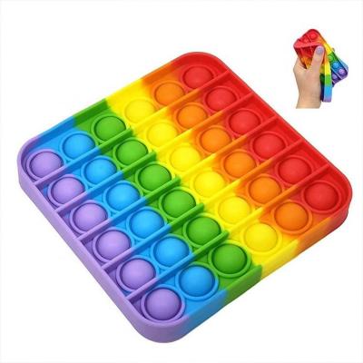 China Hot Selling Loyakuu Amazone Silicone Education/Fantasy/Decompression Stress Relieve Sensory Wiggle Toys Rainbow Push Bubble Wiggle Sensory Toys for sale