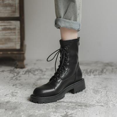 China Hot Selling Summer Martin Fashion Damping Rejects Ankle Lace-up Leather Design PU Boots Wear-resistant Non-slip Shoes for sale