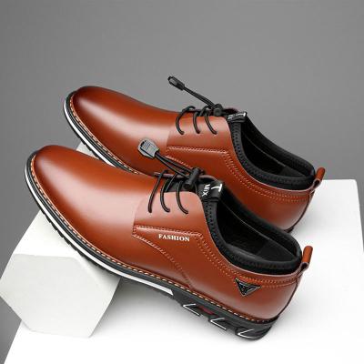 China Fashion 38-48 Round Men's Casual Black Large Size Office Wear Comfortable Leather Men's Shoes Lace Up for sale