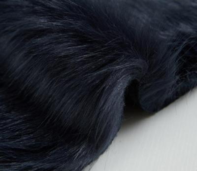 China Auto Upholstery Every Style Noble Black Color Long Pile Plush Faux Fur Fabric for sale