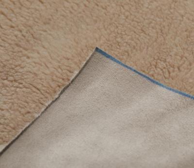 China Brown Color Bond Sherpa Fleece Faux Fur Leather Fabrics Garment Sticky Fabrics for sale