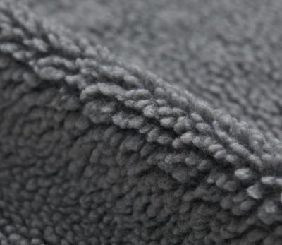 China Good Auto Upholstery Design Gray Color Sherpa Fleece Faux Fur Fabrics OEM for sale