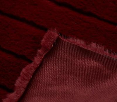 China Wine Red Color Plush Auto Faux Fur Fabric Smooth Hand Feel Rabbit Fur Fabric for sale