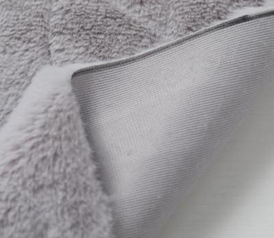 China Upholstery Gray Color Imitation Rabbit Faux Fur Fabric Auto Stripe Cut Faux Fur Fabrics For Choose OEM Any Design for sale