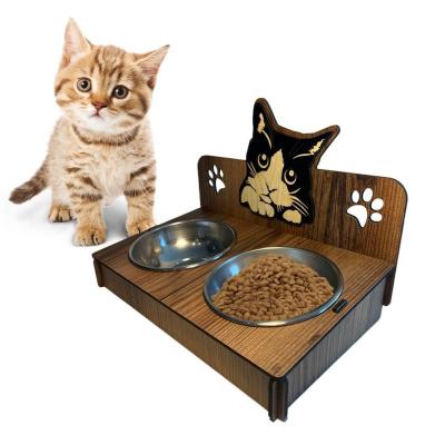 China Sustainable Raised Wooden Cats Feeders Sturdy Cats Feeders for sale