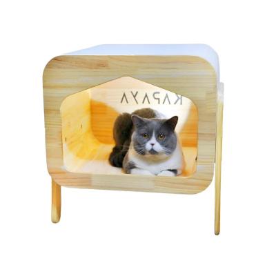 China Breathable High Quality Custom Luxury Pet Furniture Indoor Wooden Kennel Cat House Cat House for sale