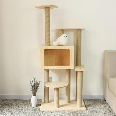 China Breathable Multi-Level Wooden Cat Tree With Integrated Nest, Climbing Platforms, And Jumping House for sale