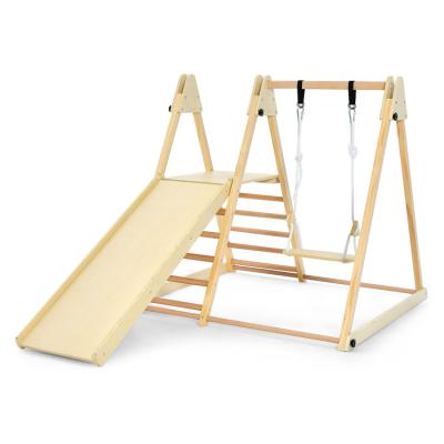 China Modern 4-in-1 Folding Wooden Climbing Frame Indoor Playground Climbing Frame for sale