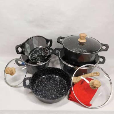 China Factory direct supply viable pots set 12pcs aluminum die cast cookware sets with nonstick coating fry pan for sale