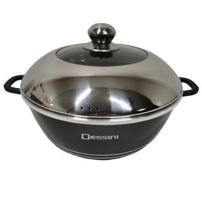 China Sustainable Design 40cm Die Casting Cooking Pot Non-Stick Coating Stainless Steel Combo Lid for sale