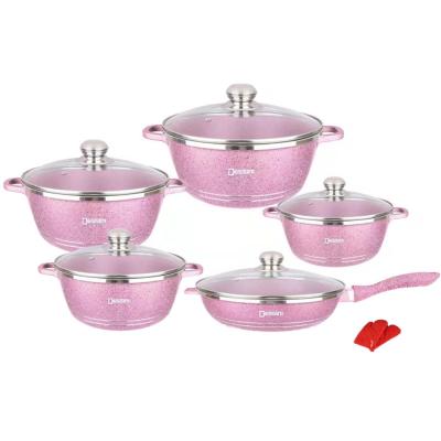 China Durable casserole set design 12pcs aluminum die cast cookware set stone liner for sale