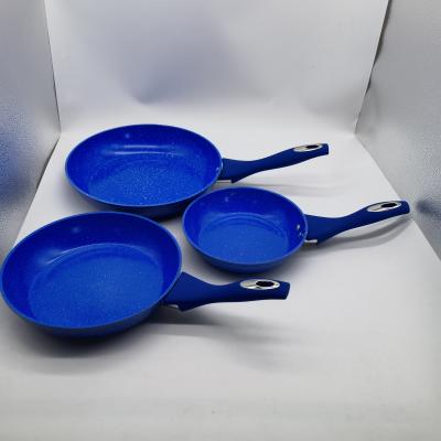 China Ceramic Coating Durable Marble Forged Die Cast Aluminum Non-Stick Frying Pan Set With Soft Touch Handle for sale