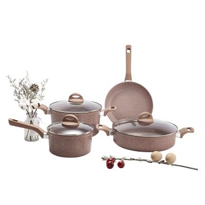 China Good quality sustainable hot selling aluminum non-stick cookware sets cooking pot dutch oven casseroles for sale