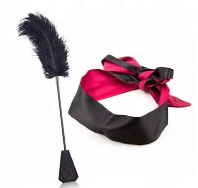 China Nonewoven Feather Tickler and Leather Whip with Satin Blindfold Eye Mask for sale