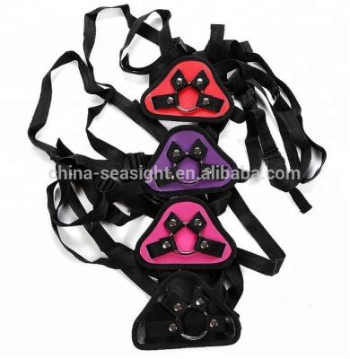 China PU Leather Underwear Leather Corset Style Panties With O-rings Strap-on Lingerie Harness for sale