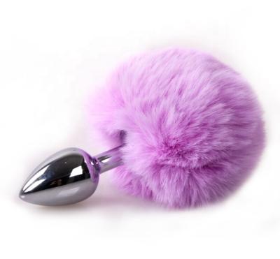 China Colorful Ball Couples Real Wool Fox Tail Anal Plug Women Cosplay Costume Accessories Feather Toy Cat Tail Fashion Metal Fox Tail Plug for sale