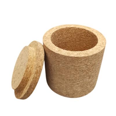 China Dia. 8cm Cork Storage Box Cylindrical Round Shaped With Cork Lid Te koop