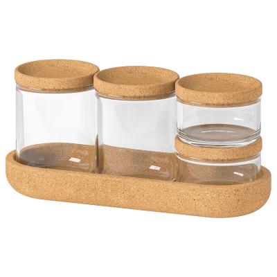 China Eingestellt von 5 Speicherglasgefäßen mit Cork Lids And Cork Tray umweltfreundlich zu verkaufen