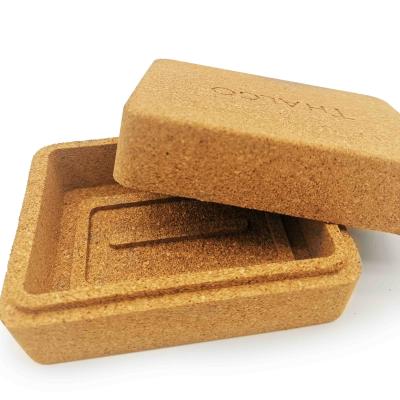 China Rectangular Cork Soap Holder Dish Container Box Case For Bathroom Traveling en venta