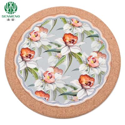 中国 Custom Ceramic Pot Holder Anti-Slip Promotion Gift Cork Placemats 販売のため