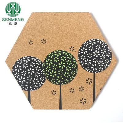 China Natural Hot Sale Hexagonal Self-Adhesive Cork Board zu verkaufen