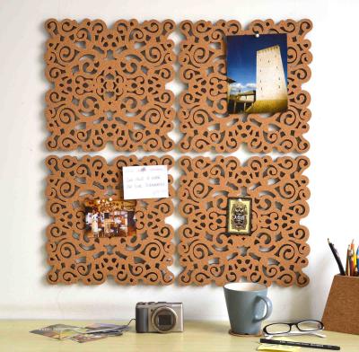 Cina Appunto Pin Board Cork Notice Boards per la cavità della cucina scolpita 12*12in 500pcs in vendita