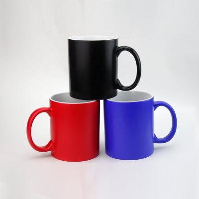 China Viable wholesale custom personalized black ceramic heat sensitive magic color changing coffee mugs for sublimation for sale