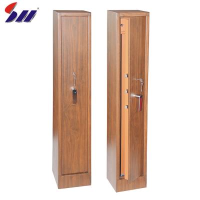 China Heavy Duty Steel Double Grain Steel Wooden Wood Grain Lock Gun Safe Addiction Box for sale