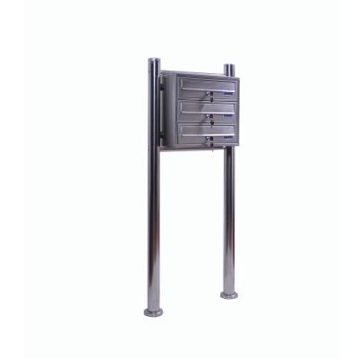 China With rack hot sale Germany 304 stainless steel 3 outdoor apartment waterproof mailboxes with rack for sale